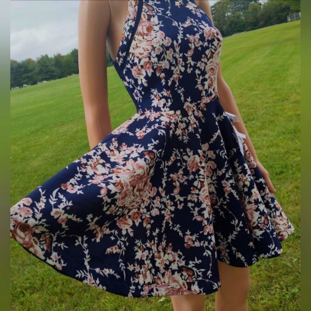 Blue floral dress